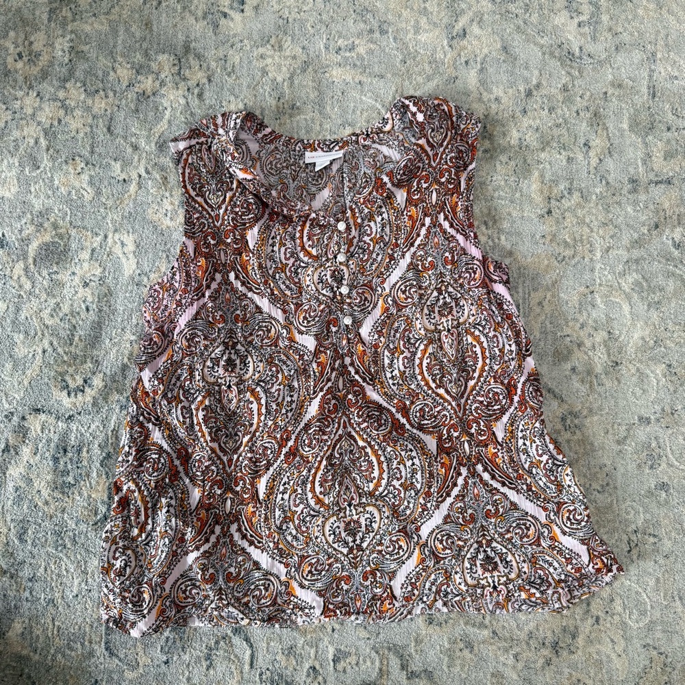 Liz Claiborne Paisley Sleeveless Blouse - Pink & Brown